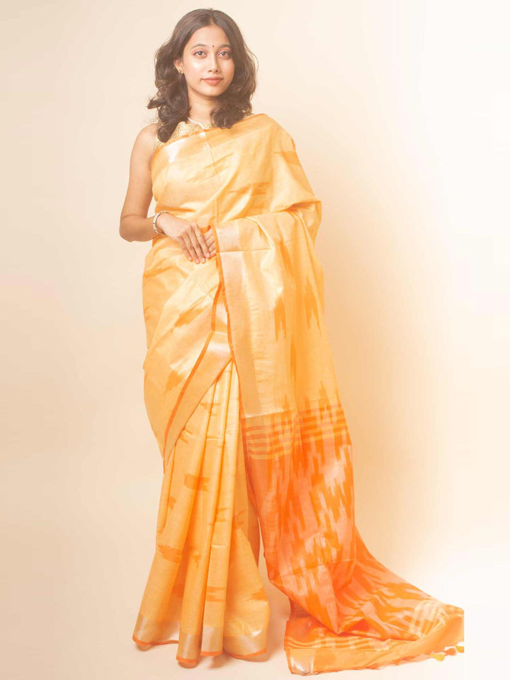 Semi Linen Ikkat Saree With Blouse Piece - 17815 Saree AEVUM