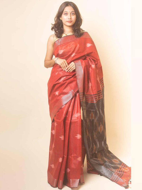 Semi Linen Ikkat Saree With Blouse Piece - 17817 Saree AEVUM   