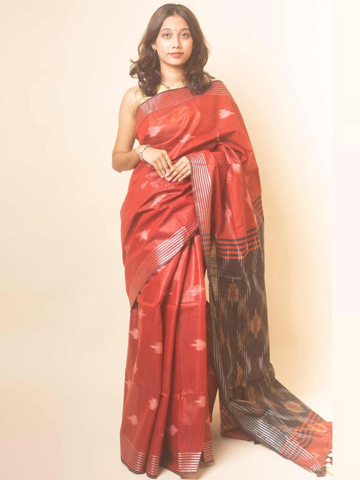 Semi Linen Ikkat Saree With Blouse Piece - 17817 Saree AEVUM   