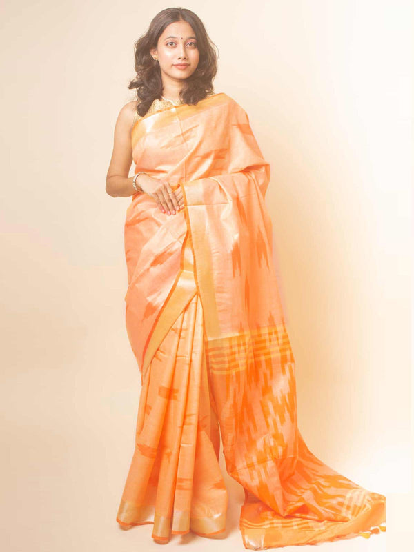 Semi Linen Ikkat Saree With Blouse Piece - 19984 Saree Tausif   