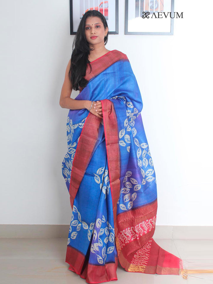 Zari Tussar Silk Saree Hand Block Printed with Silk Mark - 1787 Saree Pinky Sen   