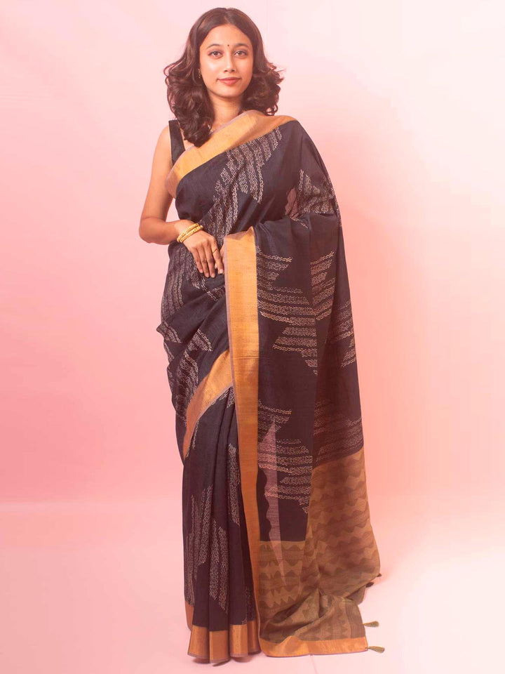 Zari Tussar Silk Saree with Digital Print - 18354 Saree Manjunatha   