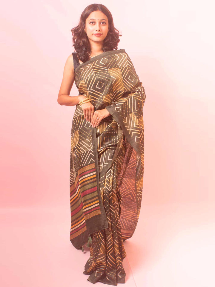 Tussar Silk Saree with Digital Print - 18358 Saree Manjunatha   