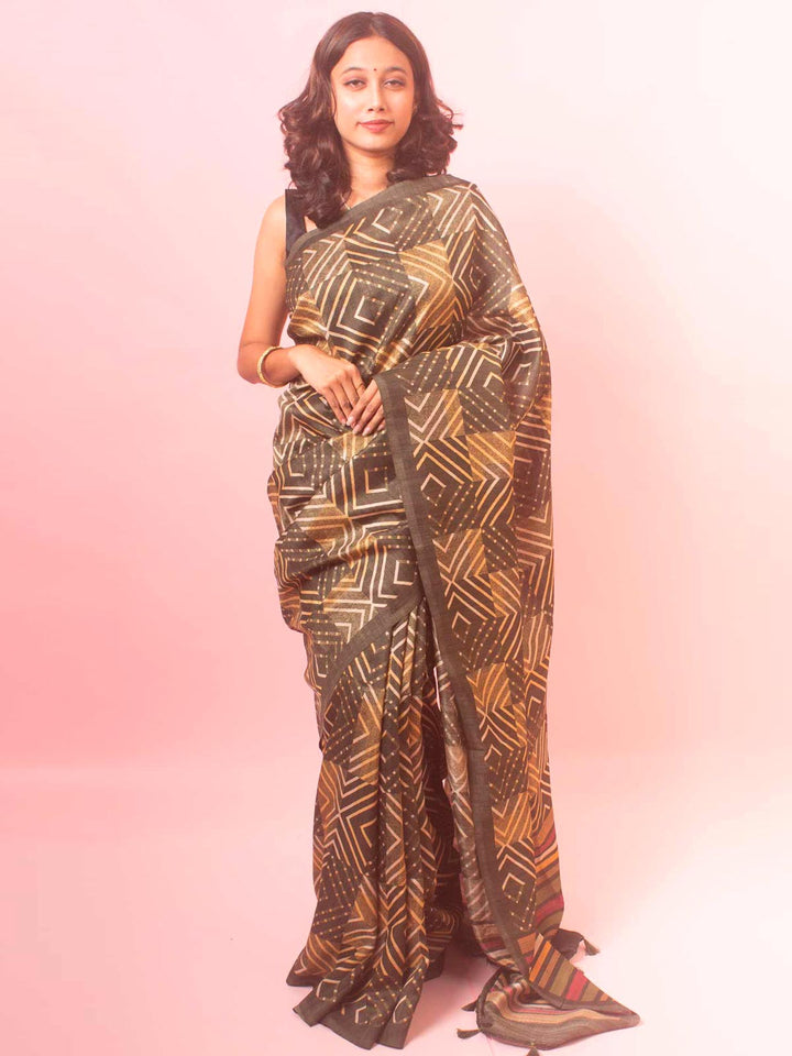 Tussar Silk Saree with Digital Print - 18358 Saree Manjunatha   