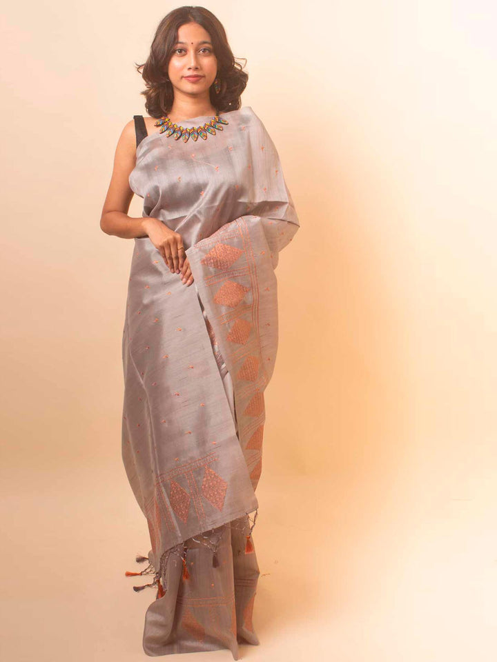 Raw Silk Saree with Zari Embroidery - 18359 Saree AEVUM   