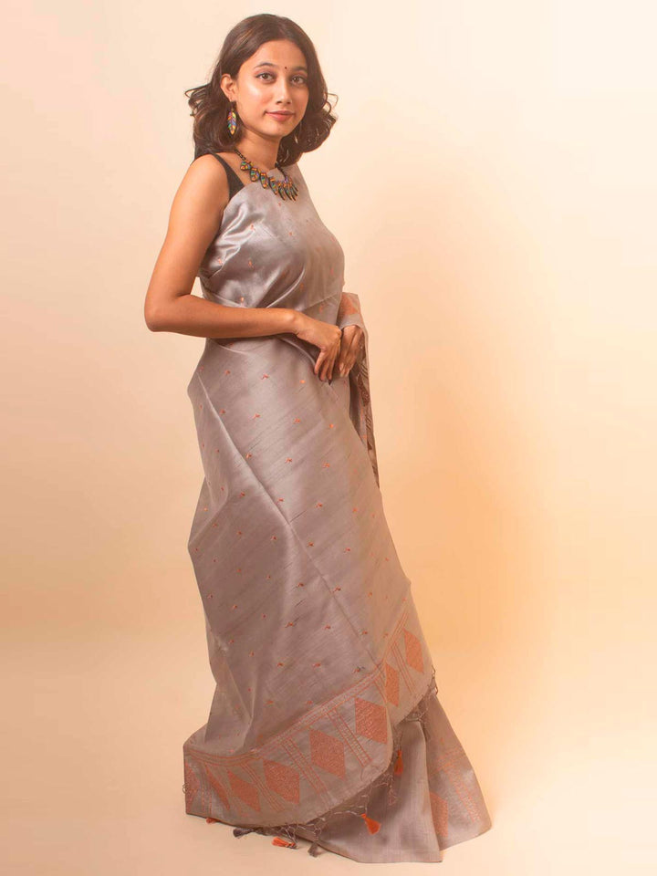 Raw Silk Saree with Zari Embroidery - 18359 Saree AEVUM   