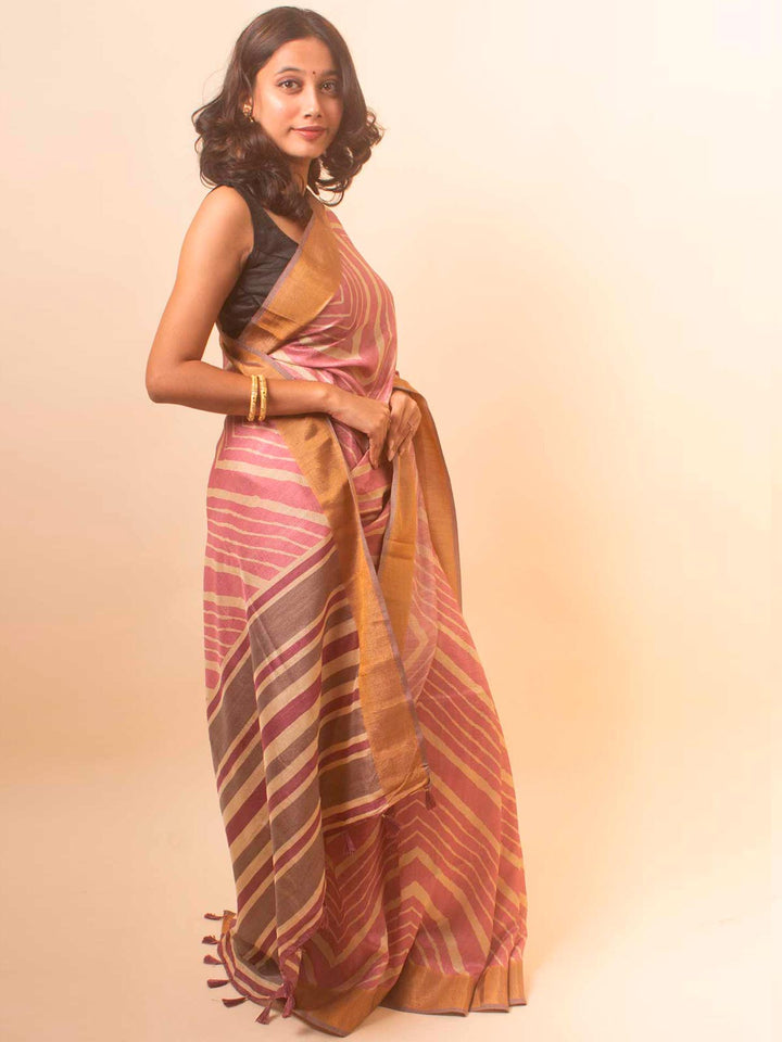 Zari Tussar Silk Saree with Digital Print - 18360 Saree Manjunatha   