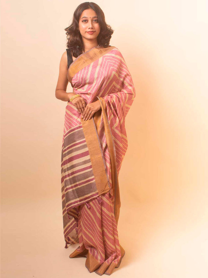 Zari Tussar Silk Saree with Digital Print - 18360 Saree Manjunatha   