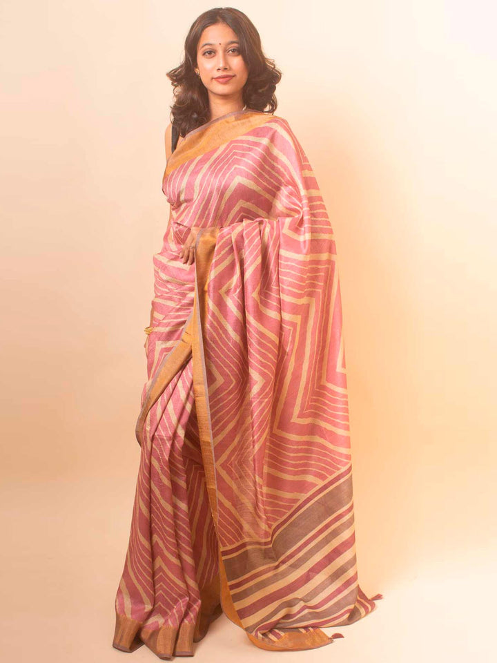 Zari Tussar Silk Saree with Digital Print - 18360 Saree Manjunatha   