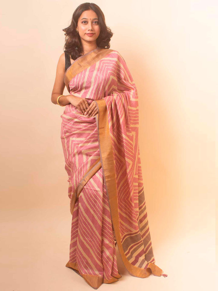 Zari Tussar Silk Saree with Digital Print - 18360 Saree Manjunatha   