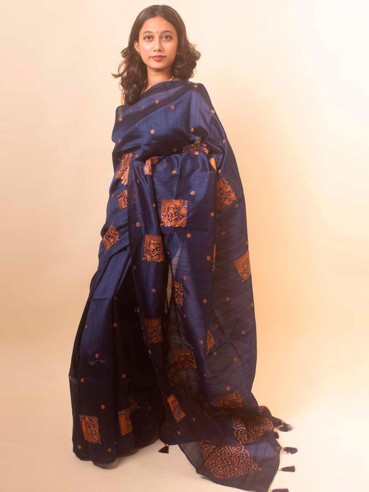 Raw Silk Saree with Zari Embroidery - 18362 Saree AEVUM   