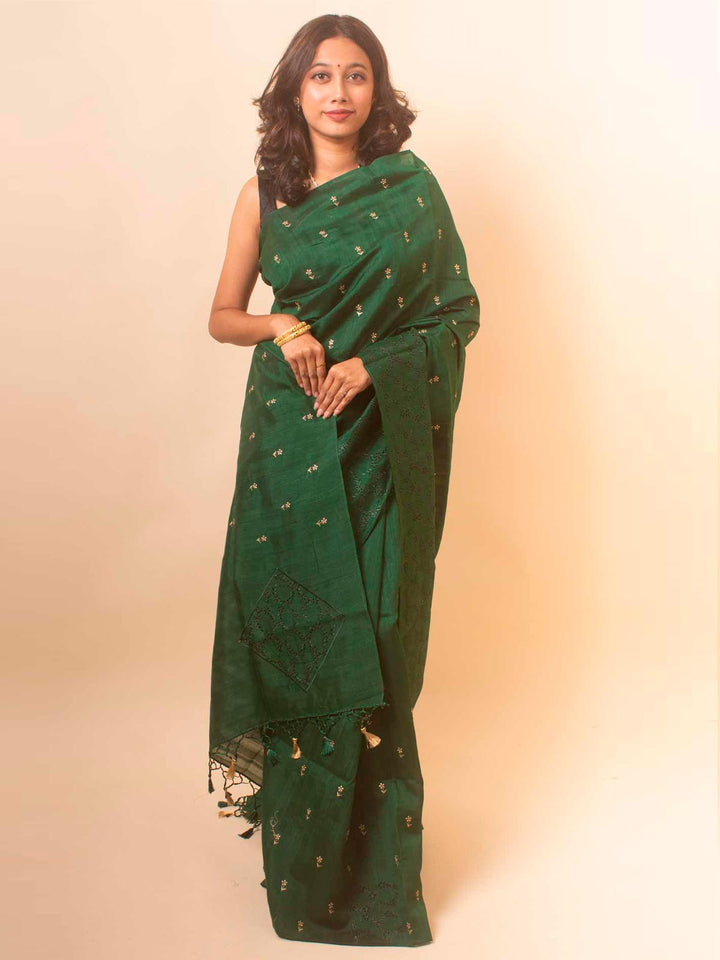 Raw Silk Saree with Zari Embroidery - 18366 Saree Manjunatha   