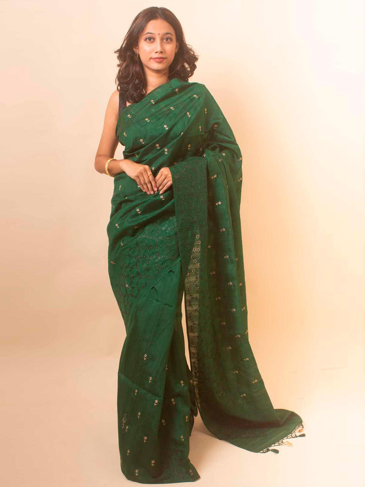 Raw Silk Saree with Zari Embroidery - 18366 Saree Manjunatha   