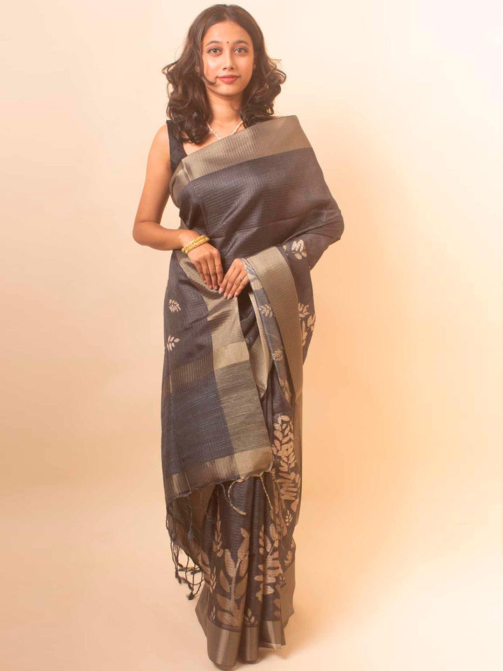 Zari Tussar Silk Saree with Digital Print - 18367 Saree Manjunatha   