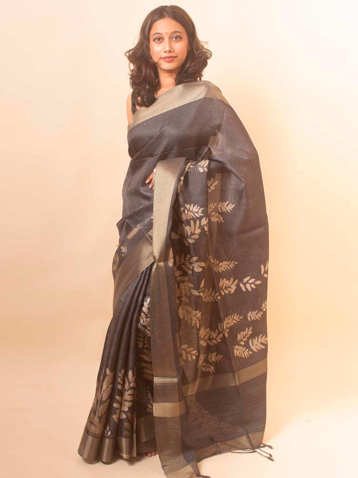 Zari Tussar Silk Saree with Digital Print - 18367 Saree Manjunatha   