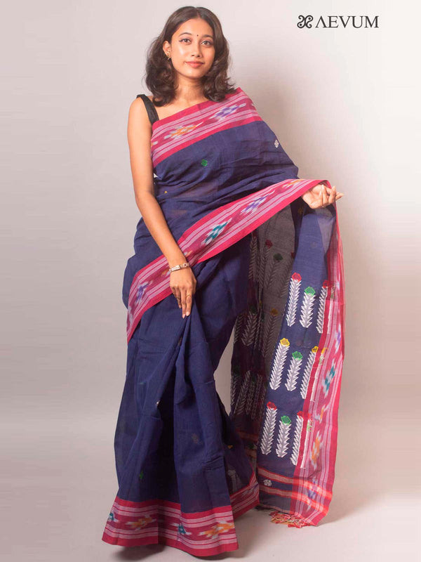 Pure Cotton Sambalpuri Border Handwoven Jamdani Saree - 18697 Saree AEVUM