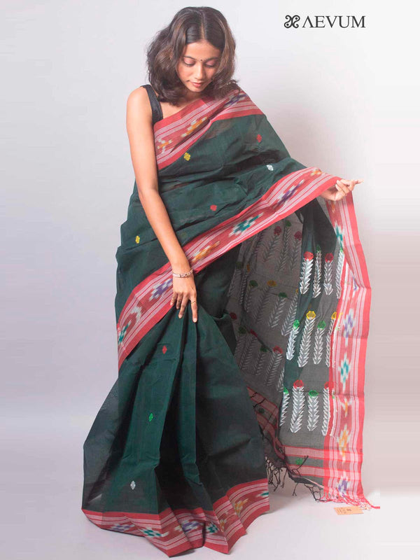 Pure Cotton Sambalpuri Border Handwoven Jamdani Saree - 18698 Saree AEVUM