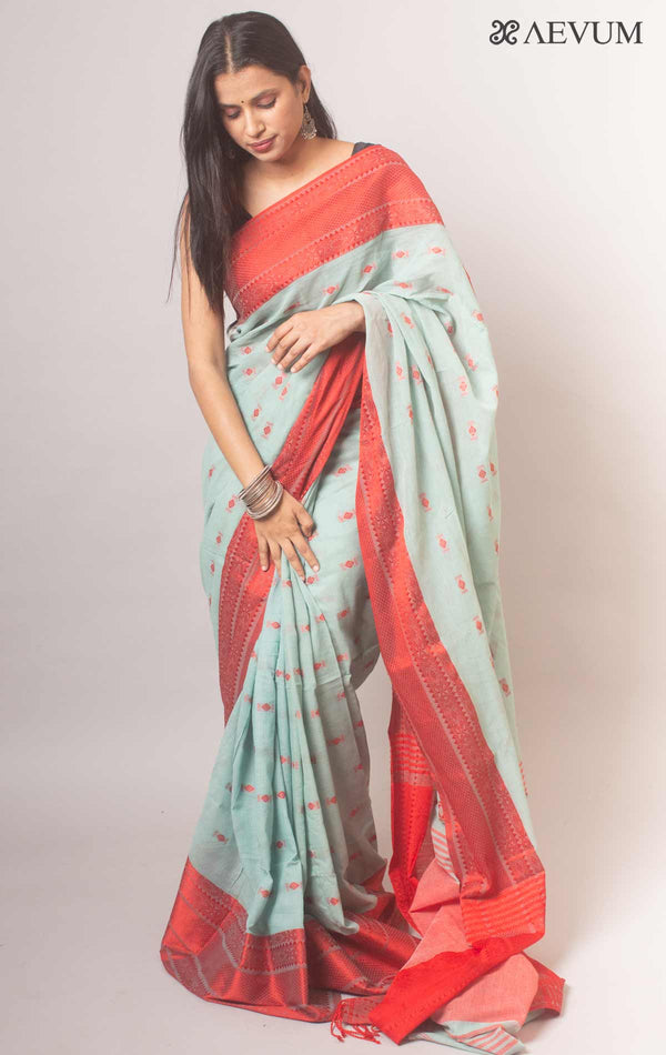 Bengal Pure Cotton Handwoven Saree With Blouse Piece - 18704 Saree Ashoke Pal   