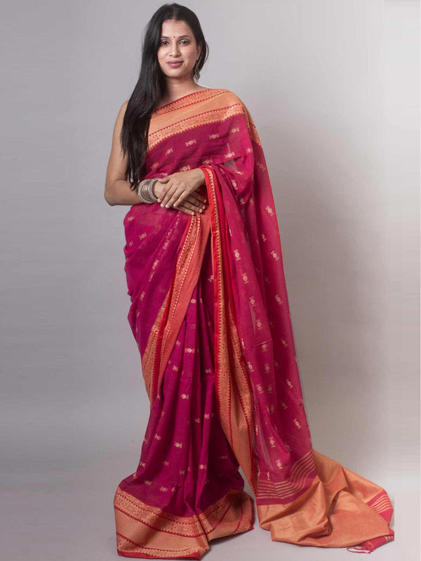 Bengal Pure Cotton Handwoven Saree - 18706 Saree Ashoke Pal