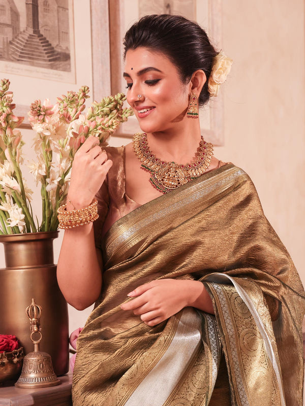 Crushed Tissue Banarasi Saree - 19368 Saree AEVUM