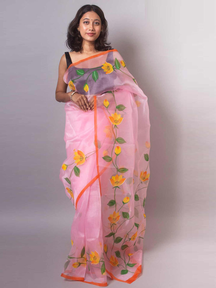 Rajnigandha Hand Painted Organza Silk Saree -19432 Saree AEVUM   