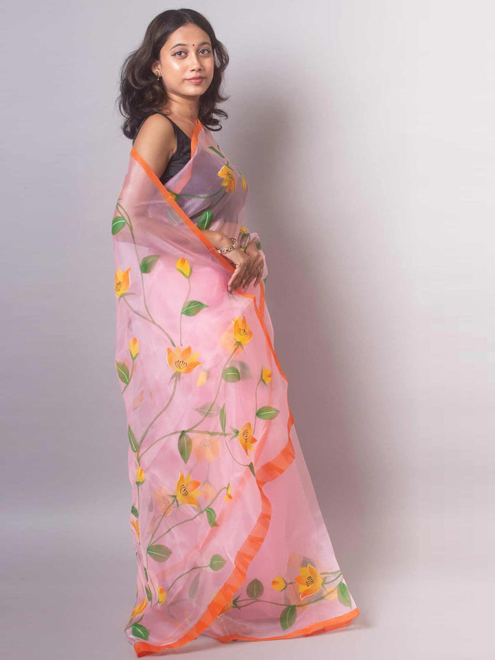 Rajnigandha Hand Painted Organza Silk Saree -19432 Saree AEVUM   