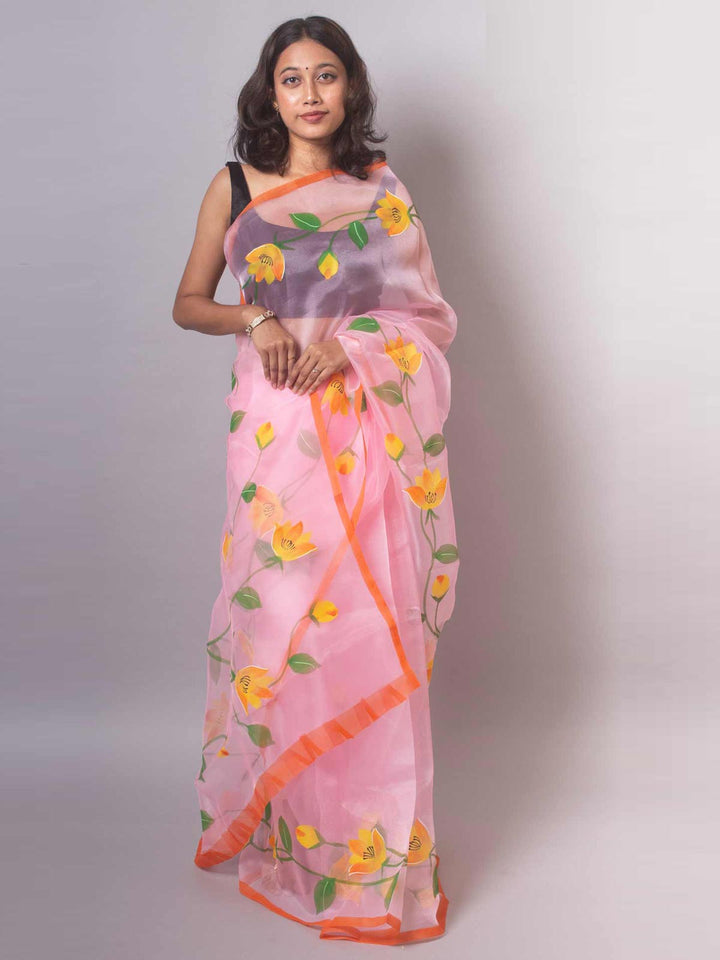 Rajnigandha Hand Painted Organza Silk Saree -19432 Saree AEVUM   