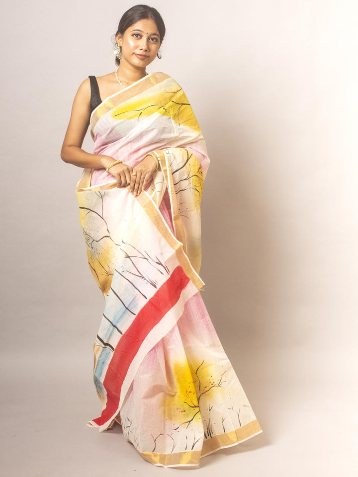 Kerala Cotton Hand Painted Saree - 20308 Saree AEVUM   