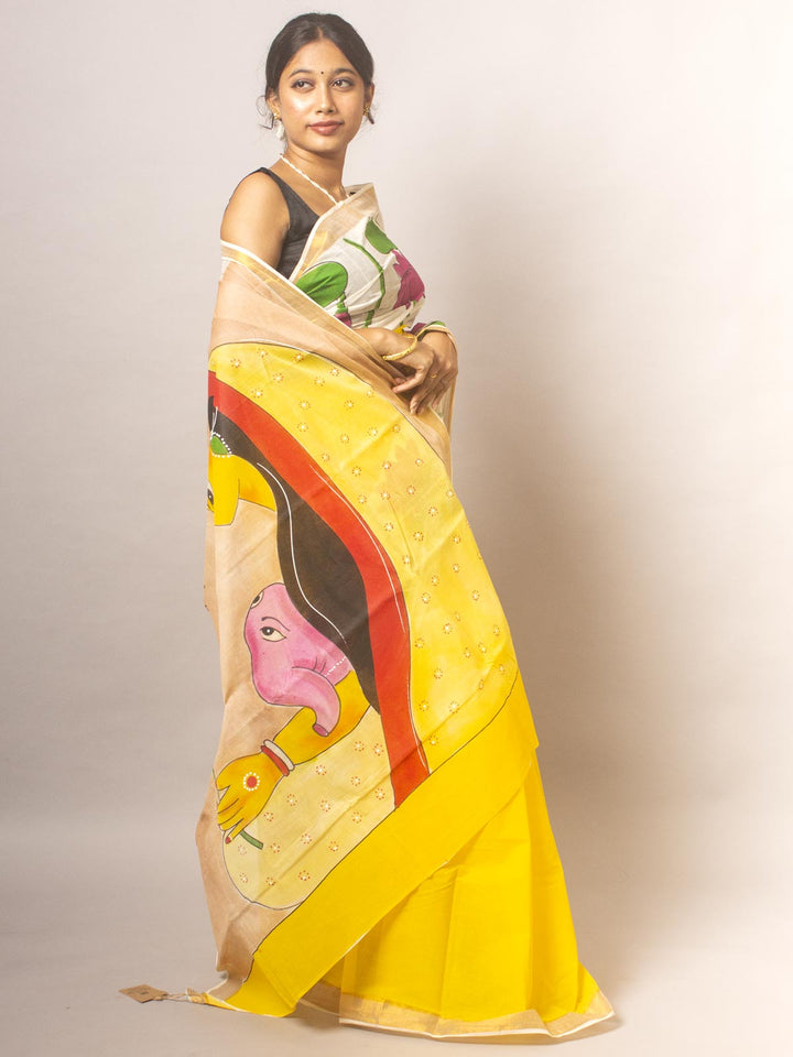 Kerala Cotton Hand Painted Saree - 20310 Saree AEVUM   