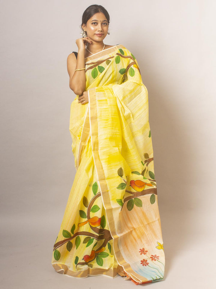 Kerala Cotton Hand Painted Saree - 20316 Saree Riya's Collection   