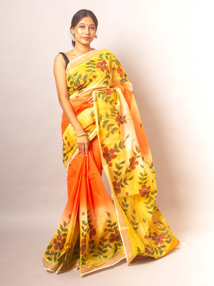 Kerala Cotton Hand Painted Saree - 20318 Saree AEVUM   