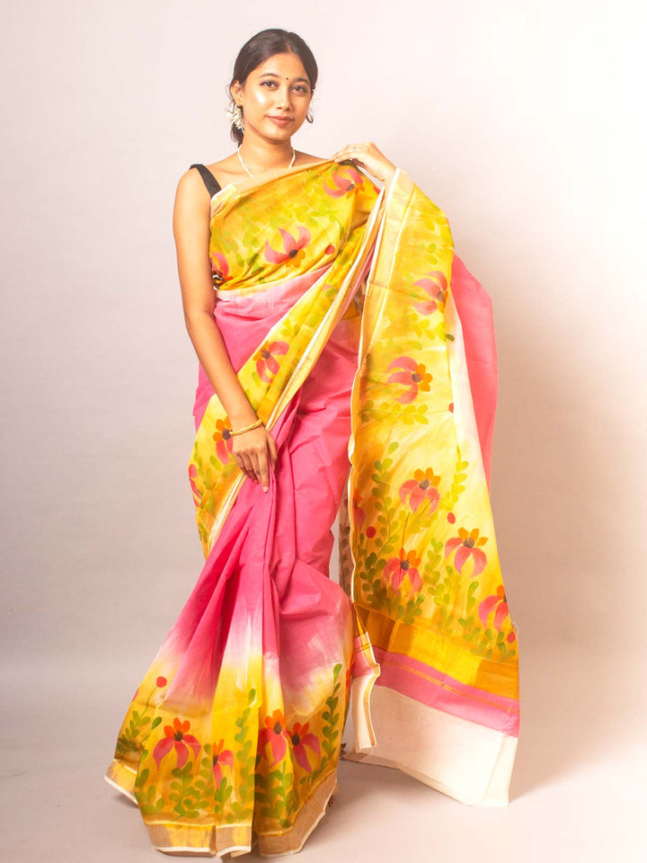 Kerala Cotton Hand Painted Saree - 20324 Saree AEVUM   