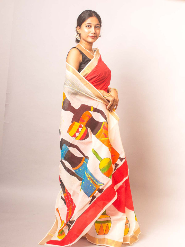 Kerala Cotton Hand Painted Saree - 20328 Saree Riya's Collection   