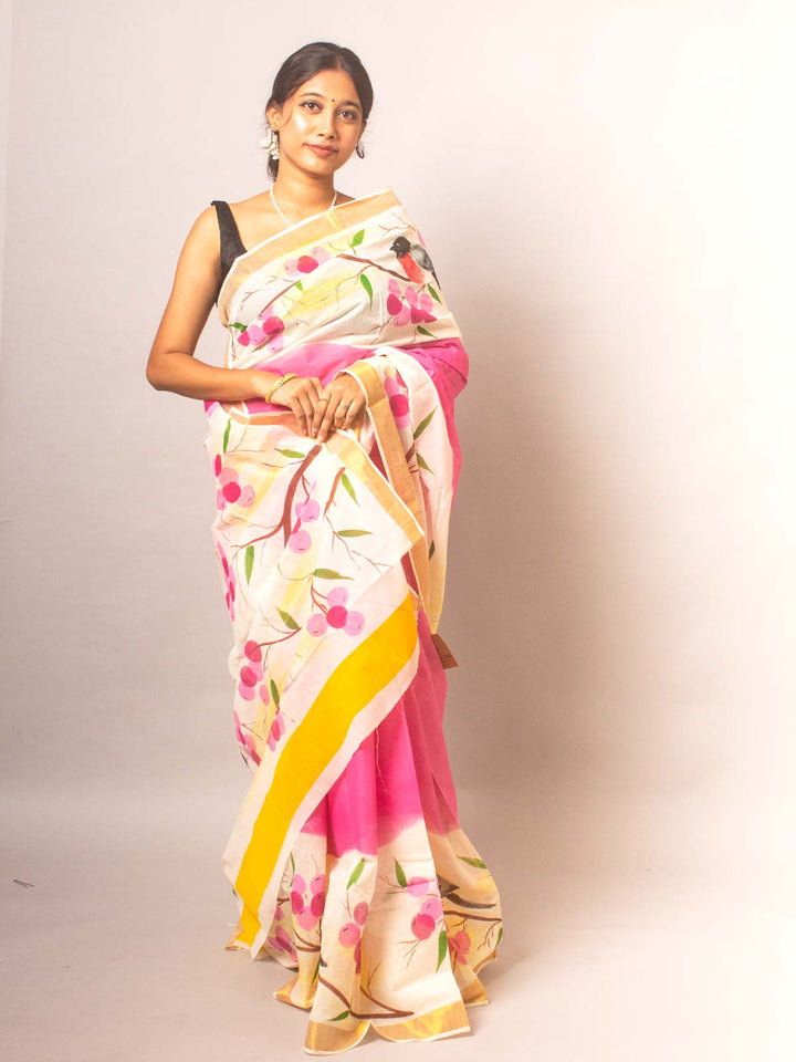 Kerala Cotton Hand Painted Saree - 20337 Saree Riya's Collection   