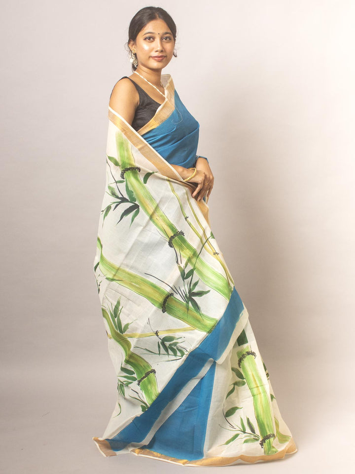 Kerala Cotton Hand Painted Saree - 20339 Saree AEVUM