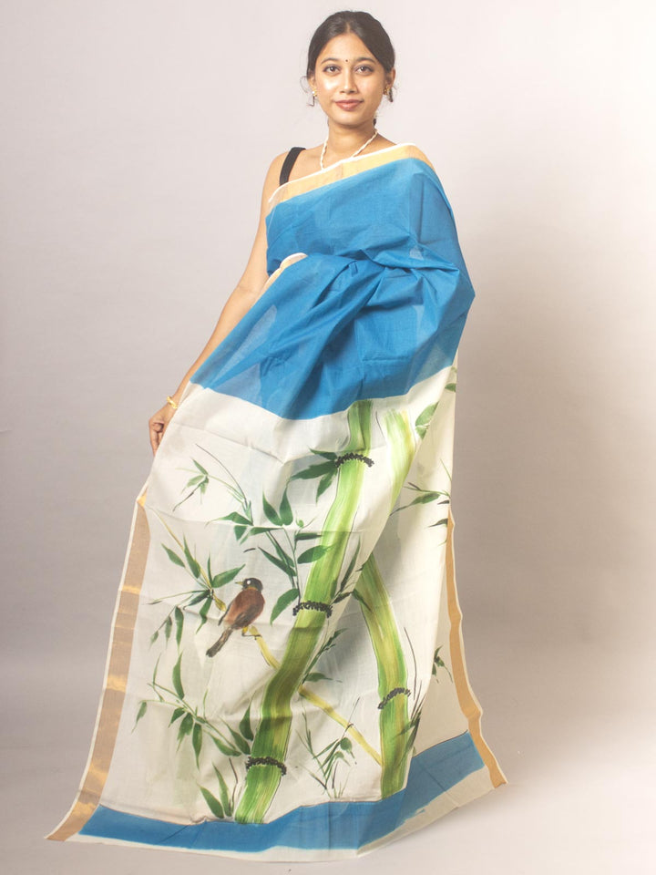 Kerala Cotton Hand Painted Saree - 20339 Saree Riya's Collection   