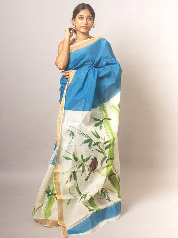 Kerala Cotton Hand Painted Saree - 20339 Saree AEVUM