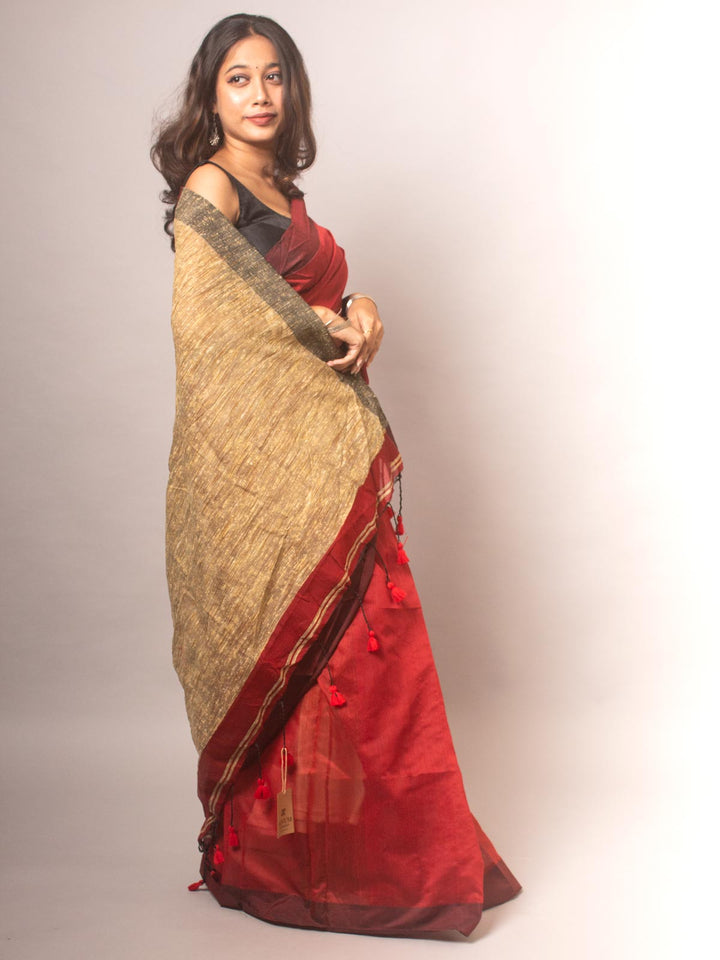 Bengal Cotton Silk Khaadi Pallu Saree - 20362 Saree AEVUM   