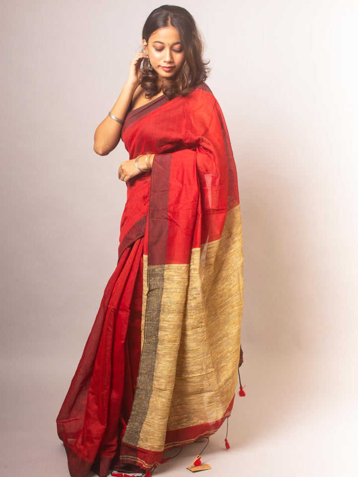 Bengal Cotton Silk Khaadi Pallu Saree - 20362 Saree AEVUM   