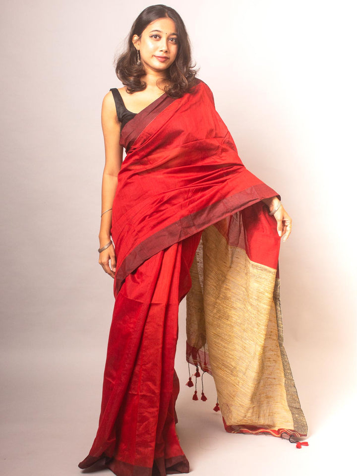 Bengal Cotton Silk Khaadi Pallu Saree - 20362 Saree AEVUM   