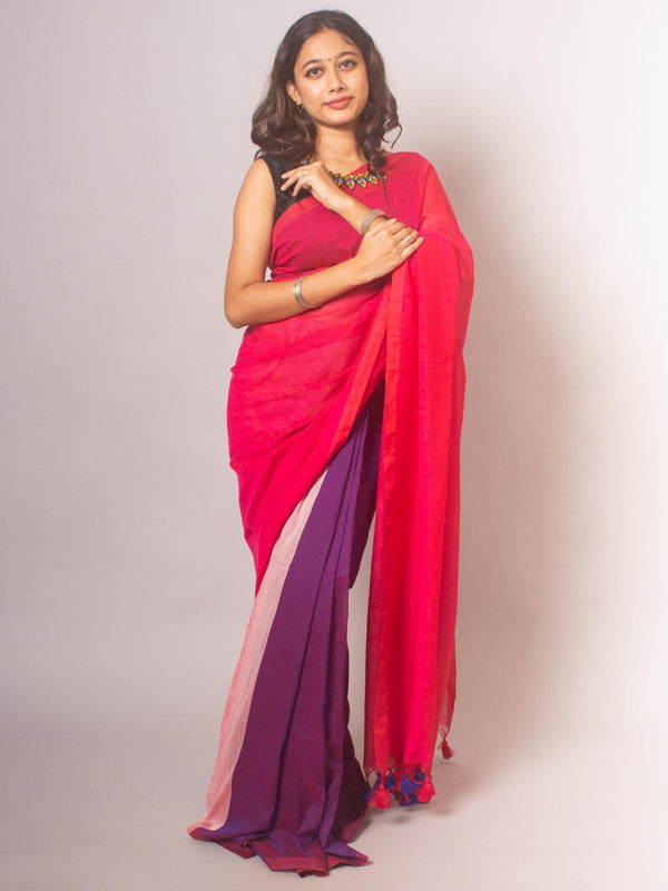 Mulmul Cotton Tri Colour Saree - 20441 Saree Riya's Collection   