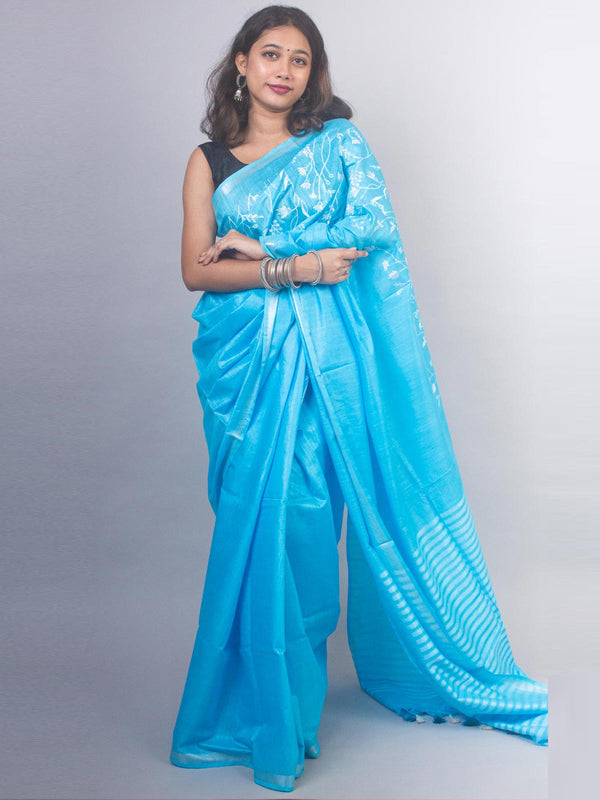 Linen Embroidered Saree - 20880 Saree Riya's Collection   