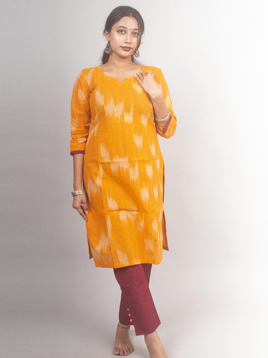 Pure Cotton Woven Ikkat Kurta Set - 20973 Women's Kurta Set AEVUM 2