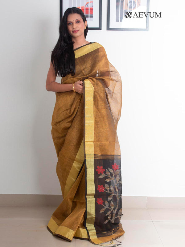 Silk Linen Saree with Blouse Piece - 2151 Saree AEVUM