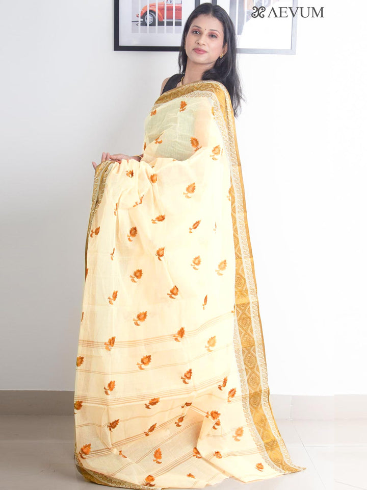 Bengal cotton Tant Saree with Embroidery - 2224 Saree AEVUM