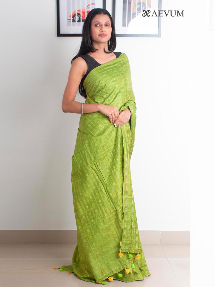 Katan Silk Saree with Checks - 2333 Saree AEVUM