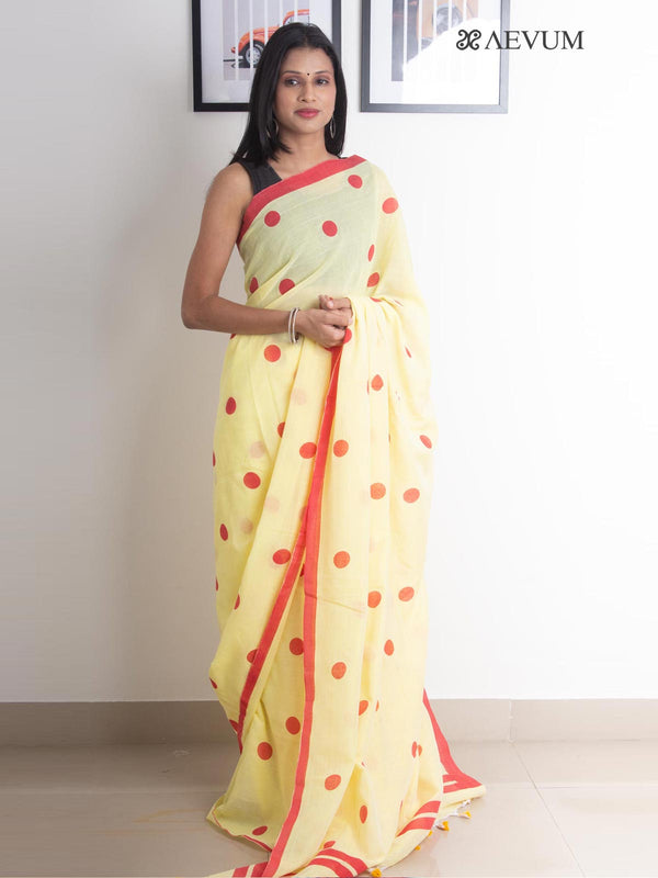 Polka Dot Mulmul Cotton Saree - 2403 Saree Ashoke Pal