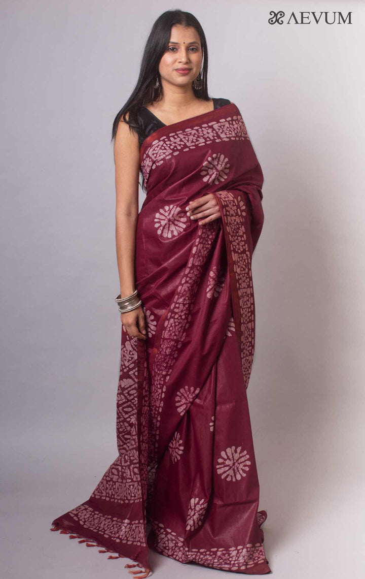 Katan Silk Saree with Batik Print - 2684 Saree Tausif   