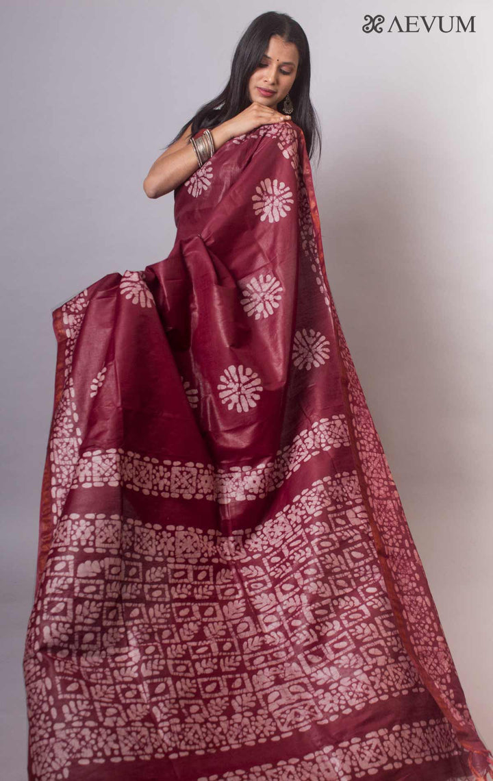 Katan Silk Saree with Batik Print - 2684 Saree Tausif   