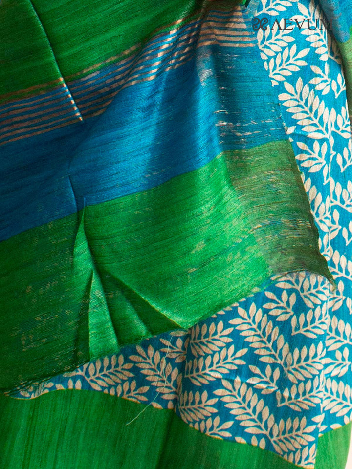 Zari Tussar Silk Saree Hand Block Printed with Silk Mark - 2959 Saree Raj Dev Kumar   